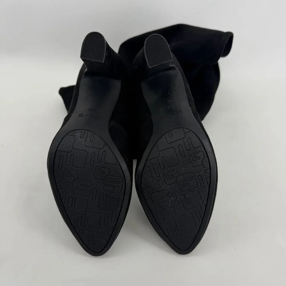 Unisa Over The Knee Riding Boots Womens 8.5M Black Faux Suede Block Heel Dressy